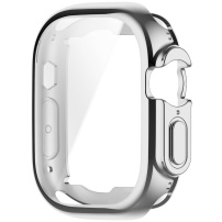 ENKAY carcasa din plastic moale cu protectie de ecran pentru Apple Watch Ultra 49mm - argintiu