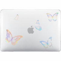 Carcasă lucioasă transparentă cu fluturi pentru MacBook Air 13" (A2681 / A3113 / A3240 / A3449) - clar
