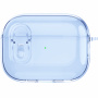 Husă transparentă cu închidere și carabină pentru AirPods Pro 2 - albastru