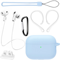 Set practic 6 în 1 pentru AirPods Pro 3 - albastru deschis