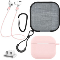 Set practic 5în1 pentru AirPods 4 / 5 - roz