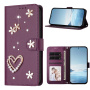 Husă tip carte cu perle și pietre pentru iPhone 16 Pro Max - violet