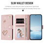 Husă tip carte cu perle și pietricele pentru iPhone 16 Pro Max - roz