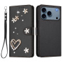 Husă tip carte cu perle și pietricele pentru iPhone 17 Pro Max - negru