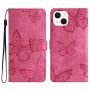 Husă tip carte cu model cu fluturi pentru iPhone 14 Plus - roz închis