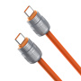 DUX DUCIS 2în1 cablu de date și încărcare din silicon și curelușă - USB-C la USB-C - 30 cm - portocaliu