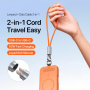 DUX DUCIS 2în1 cablu de date și încărcare din silicon și curelușă - USB-C la USB-C - 30 cm - portocaliu
