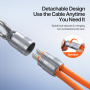 DUX DUCIS 2în1 cablu de date și încărcare din silicon și curelușă - USB-C la USB-C - 30 cm - portocaliu