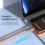 DUX DUCIS 2în1 cablu de date și încărcare din silicon și curelușă - USB-C la USB-C - 30 cm - portocaliu