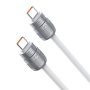 DUX DUCIS 2în1 cablu de date și încărcare din silicon și curelușă - USB-C la USB-C - 30 cm - alb