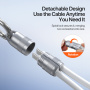DUX DUCIS 2în1 cablu de date și încărcare din silicon și curelușă - USB-C la USB-C - 30 cm - alb