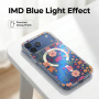 Husă transparentă cu sclipici, model floral și MagSafe pentru iPhone 14 Plus / 15 Plus - roz