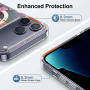 Husă transparentă cu sclipici, model floral și MagSafe pentru iPhone 14 Plus / 15 Plus - roz