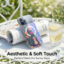 Husă transparentă cu sclipici, model floral și MagSafe pentru iPhone 14 Plus / 15 Plus - roz