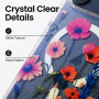 Husă transparentă cu sclipici, model cu flori de câmp și MagSafe pentru iPhone 17 - colorat