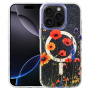 Husă transparentă cu sclipici, model cu flori de câmp și MagSafe pentru iPhone 16 Pro - colorat
