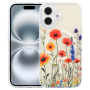 Husă transparentă cu sclipici, model cu flori de câmp și MagSafe pentru iPhone 16 Plus - colorat