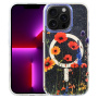 Husă transparentă cu sclipici, model cu flori de câmp și MagSafe pentru iPhone 13 Pro - colorată