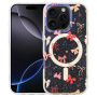 Husă transparentă cu sclipici, model cu fundițe și MagSafe pentru iPhone 16 Pro - roz