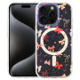 Husă transparentă cu sclipici, model cu fundițe și MagSafe pentru iPhone 15 Pro Max - roz