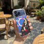 Husă transparentă cu sclipici, model cu fundițe și MagSafe pentru iPhone 15 Pro Max - roz