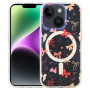 Husă transparentă cu sclipici, model cu fundițe și MagSafe pentru iPhone 13 / 14 - roz