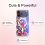 Husă transparentă cu sclipici, model cu inimioare și MagSafe pentru iPhone 14 Plus / 15 Plus - roz