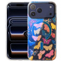 Husă transparentă cu sclipici, model cu fluturi și MagSafe pentru iPhone 17 Pro - albastru-roz