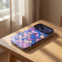 Husă transparentă cu sclipici, model cu fluturi și MagSafe pentru iPhone 17 Pro - albastru-roz