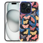 Husă transparentă cu sclipici, model cu fluturi și MagSafe pentru iPhone 14 Plus / 15 Plus - albastru-roz