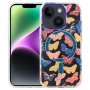 Husă transparentă cu sclipici, model cu fluturi și MagSafe pentru iPhone 13 / 14 - albastru-roz