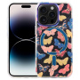 Husă transparentă cu sclipici, model cu fluturi și MagSafe pentru iPhone 14 Pro - albastru-roz