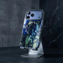 Husă transparentă cu sclipici, model piele de șarpe și MagSafe pentru iPhone 15 Pro Max - verde