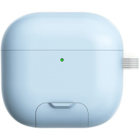 Husă cu suport rabatabil și carabină pentru AirPods 4 / 5 - albastru