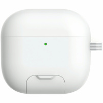 Husă cu suport rabatabil și carabină pentru AirPods 4 / 5 - albă