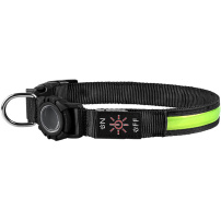 Husă impermeabilă tip zgardă cu lumină pentru AirTag 1 / 2 - M - negru-verde