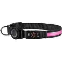 Husă rezistentă la apă în stil zgardă cu lumină pentru AirTag 1 / 2 - M - negru-roz