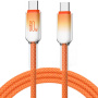 ENKAY Ice Clear cablu de date și încărcare împletit - USB-C la USB-C - 1 m - portocaliu