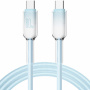 ENKAY Ice Clear cablu de date și încărcare împletit - USB-C la USB-C - 1 m - albastru