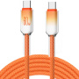ENKAY Ice Clear cablu de încărcare și date împletit - USB-C la USB-C - 2 m - portocaliu