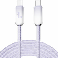 ENKAY Ice Clear cablu de încărcare și date împletit - USB-C la USB-C - 2 m - violet