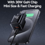 USAMS CC263 GaN mini adaptor de încărcare rapidă cu porturi USB-C / USB-A - 30W - alb