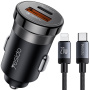 Yesido Y73 set încărcător auto cu porturi USB-C / USB-A și cablu USB-C la Lightning - 30W - 1 m - negru
