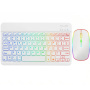 Set tastatură wireless iluminată și mouse wireless iluminat - alb