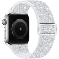 Curea din nailon sclipitoare cu cataramă glisantă pentru Apple Watch 42mm / 41mm / 40mm / 38mm - argintiu
