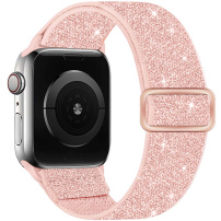 Curea din nailon sclipitor cu cataramă glisantă pentru Apple Watch 42mm / 41mm / 40mm / 38mm - roz