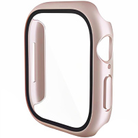 ENKAY carcasă metalică cu sticlă securizată pentru Apple Watch 46mm - roz