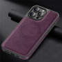 Husă de protecție din piele PU cu MagSafe pentru iPhone 15 Pro Max - violet închis