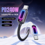 ESSAGER cablu împletit de încărcare și date cu iluminare - USB-C la USB-C - 2 m - roz