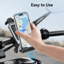 USAMS ZJ082 suport pentru bicicletă și motocicletă pe ghidon și oglindă retrovizoare pentru iPhone - negru-argintiu